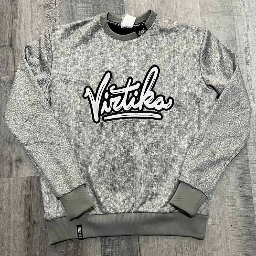 Virtika Silver Embroidered Script Logo Fleece Lined Ski Snowboard Sweatshirt S